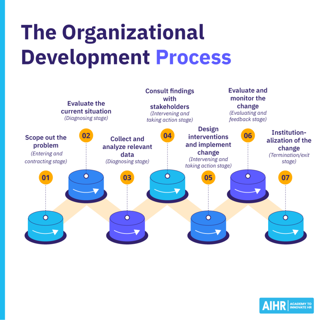 7 steps of the organizational development process.